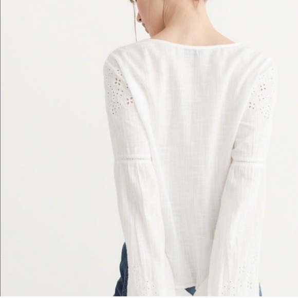 Abercrombie and Fitch white linen top size medium - Picture 3 of 13